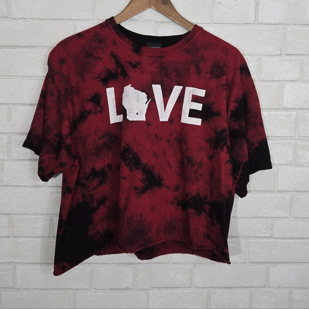 Love "WI" tye-dye crop tee
